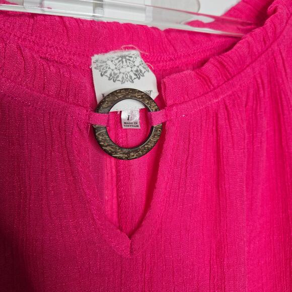 Late August Pink 1/2 Sleeve Peasant Sheer Blouse Top Womens SZ LG Renaissance - Picture 5 of 6
